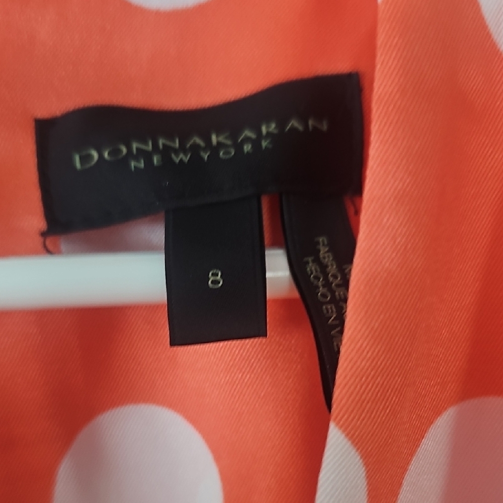 Donna Karan Coral Polka Dot Midi Dress - Picture 2 of 5